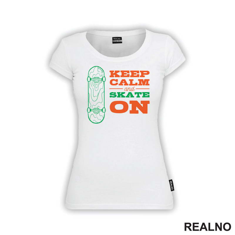 Keep Calm And Skate On - Orange - Sport - Majica