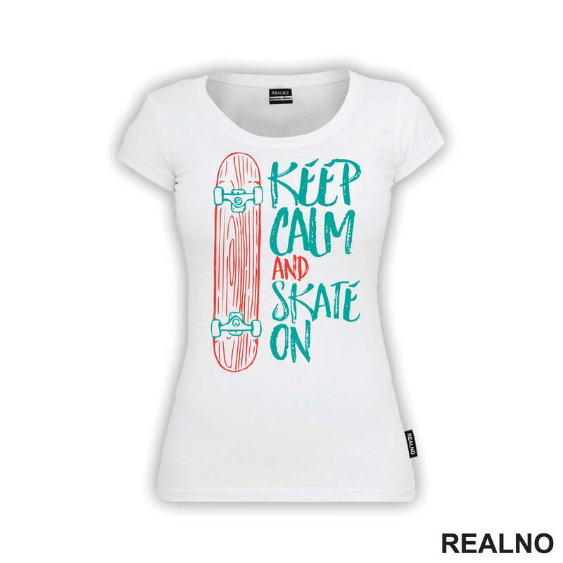 Keep Calm And Skate On - Blue - Sport - Majica