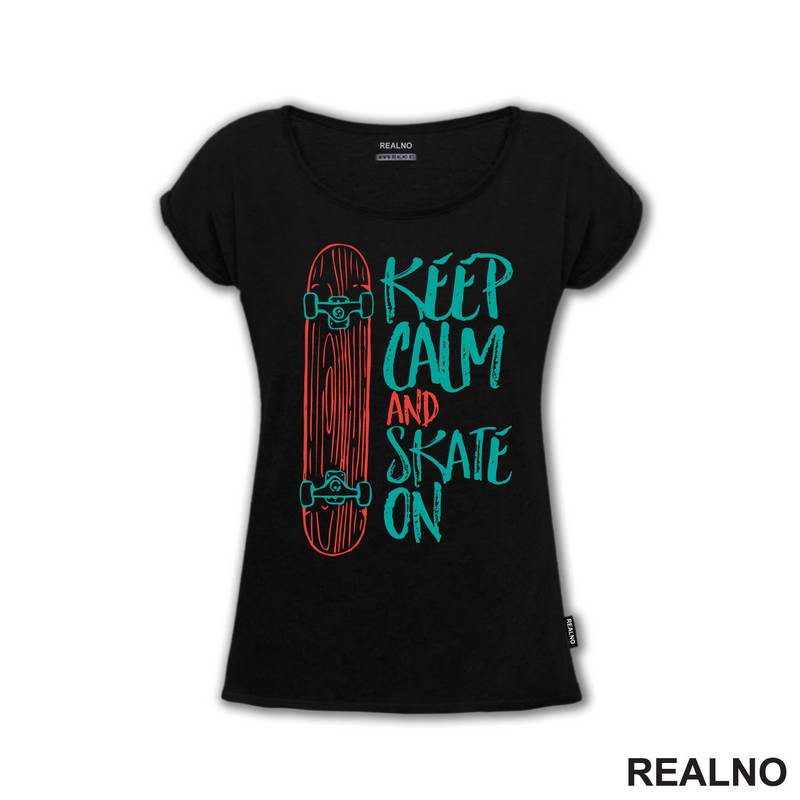 Keep Calm And Skate On - Blue - Sport - Majica