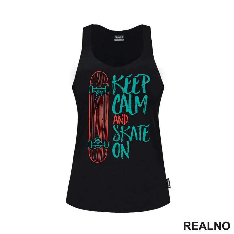 Keep Calm And Skate On - Blue - Sport - Majica