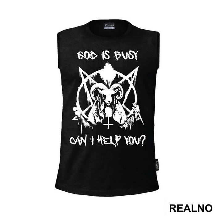 God Is Busy Can I Help You - Atheist - Majica