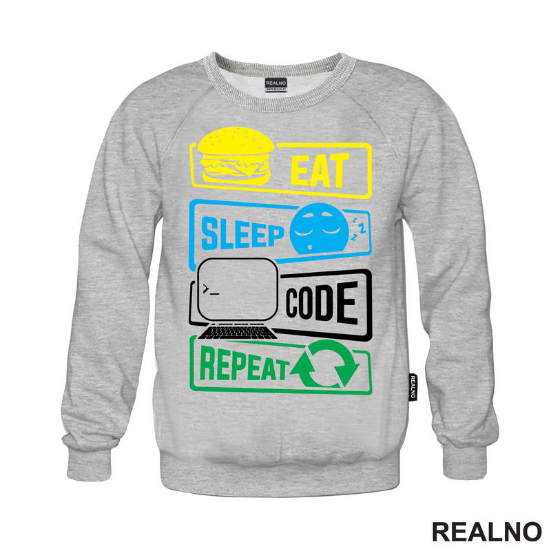 Eat, Sleep, Code, Repeat - Colors - Geek - Majica