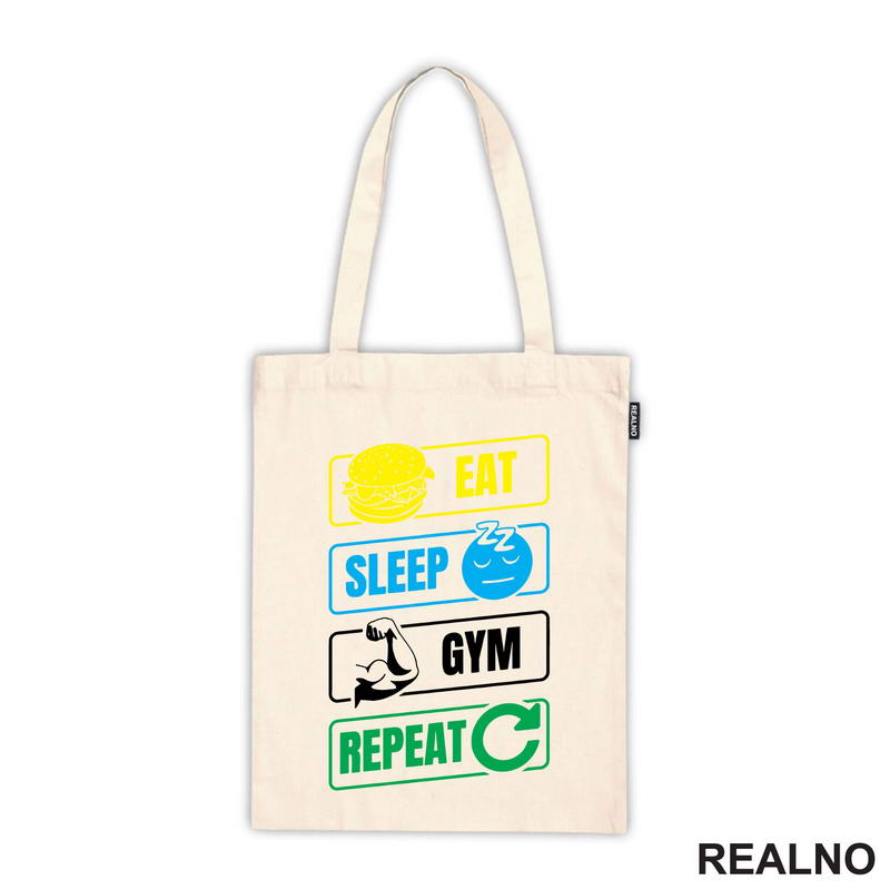 Eat, Sleep, Gym, Repeat - Symbols - Trening - Majica