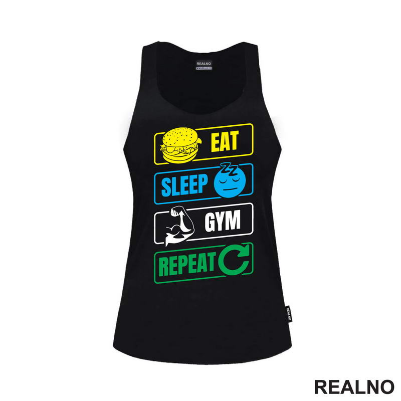 Eat, Sleep, Gym, Repeat - Symbols - Trening - Majica