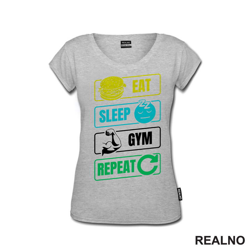 Eat, Sleep, Gym, Repeat - Symbols - Trening - Majica