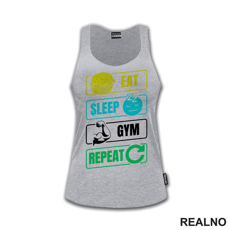 Eat, Sleep, Gym, Repeat - Symbols - Trening - Majica