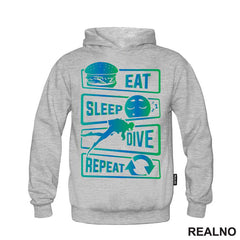Eat, Sleep, Dive, Repeat - Symbols - Diving - Ronjenje - Majica