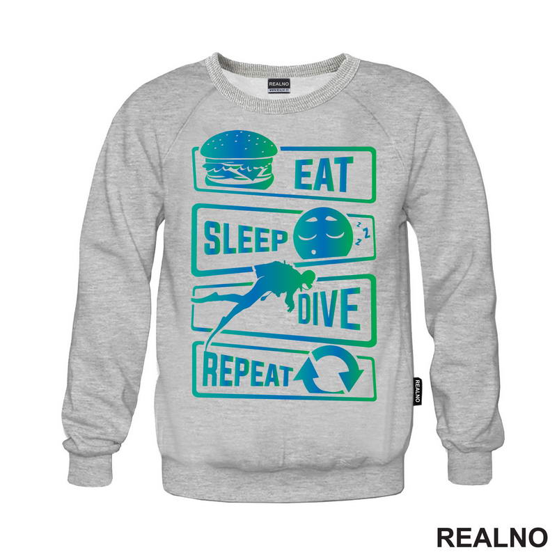 Eat, Sleep, Dive, Repeat - Symbols - Diving - Ronjenje - Majica