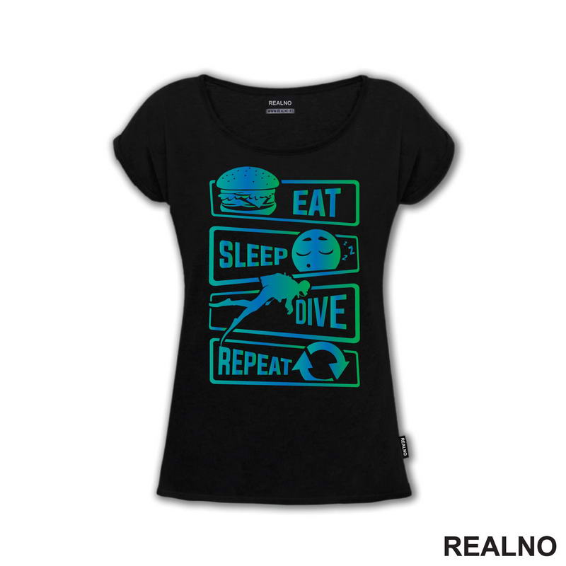 Eat, Sleep, Dive, Repeat - Symbols - Diving - Ronjenje - Majica