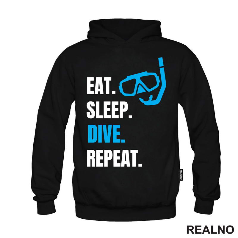 Eat, Sleep, Dive, Repeat - Blue - Diving - Ronjenje - Majica