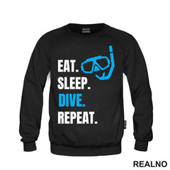 Eat, Sleep, Dive, Repeat - Blue - Diving - Ronjenje - Majica