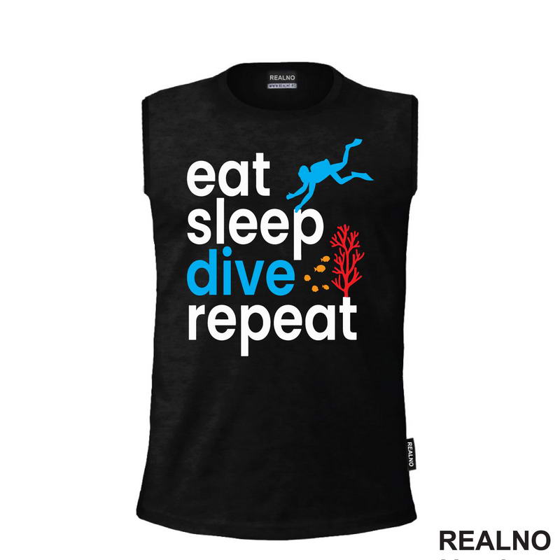Eat, Sleep, Dive, Repeat - Coral - Diving - Ronjenje - Majica
