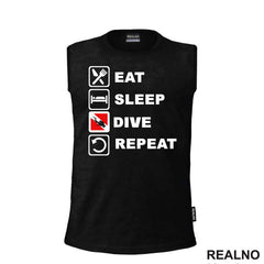 Eat, Sleep, Dive, Repeat - Red - Diving - Ronjenje - Majica