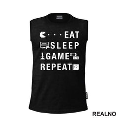 Eat, Sleep, Game, Repeat - Symbols - Pacman - Geek - Majica
