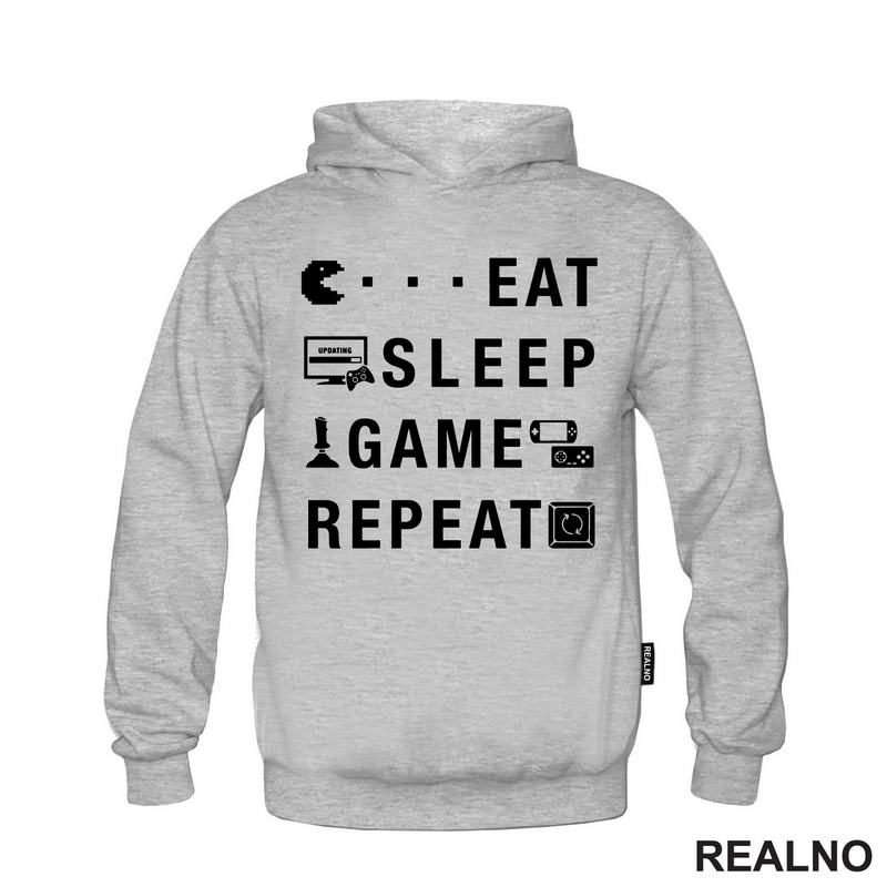 Eat, Sleep, Game, Repeat - Symbols - Pacman - Geek - Majica