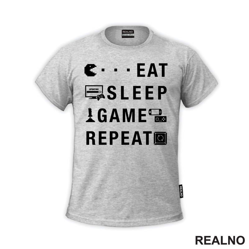 Eat, Sleep, Game, Repeat - Symbols - Pacman - Geek - Majica