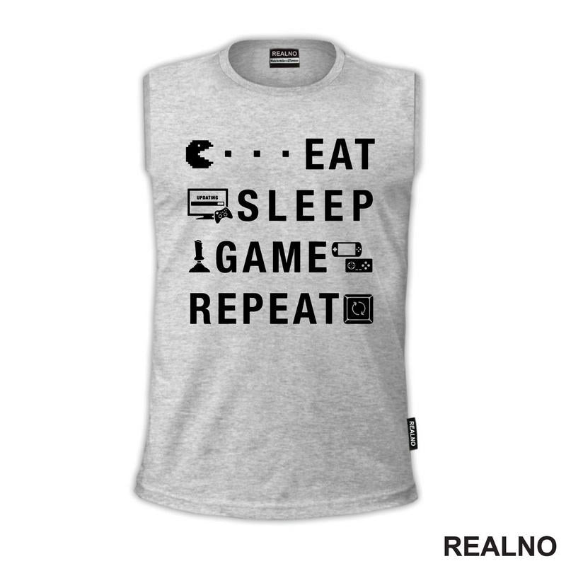 Eat, Sleep, Game, Repeat - Symbols - Pacman - Geek - Majica