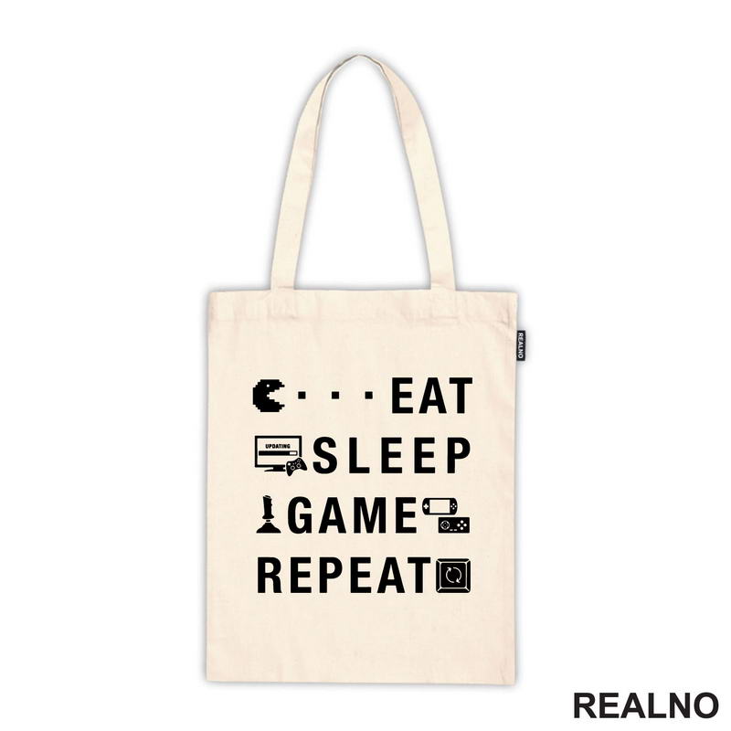 Eat, Sleep, Game, Repeat - Symbols - Pacman - Geek - Majica