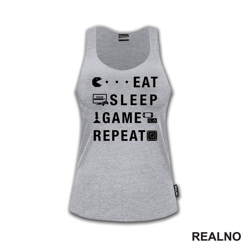 Eat, Sleep, Game, Repeat - Symbols - Pacman - Geek - Majica