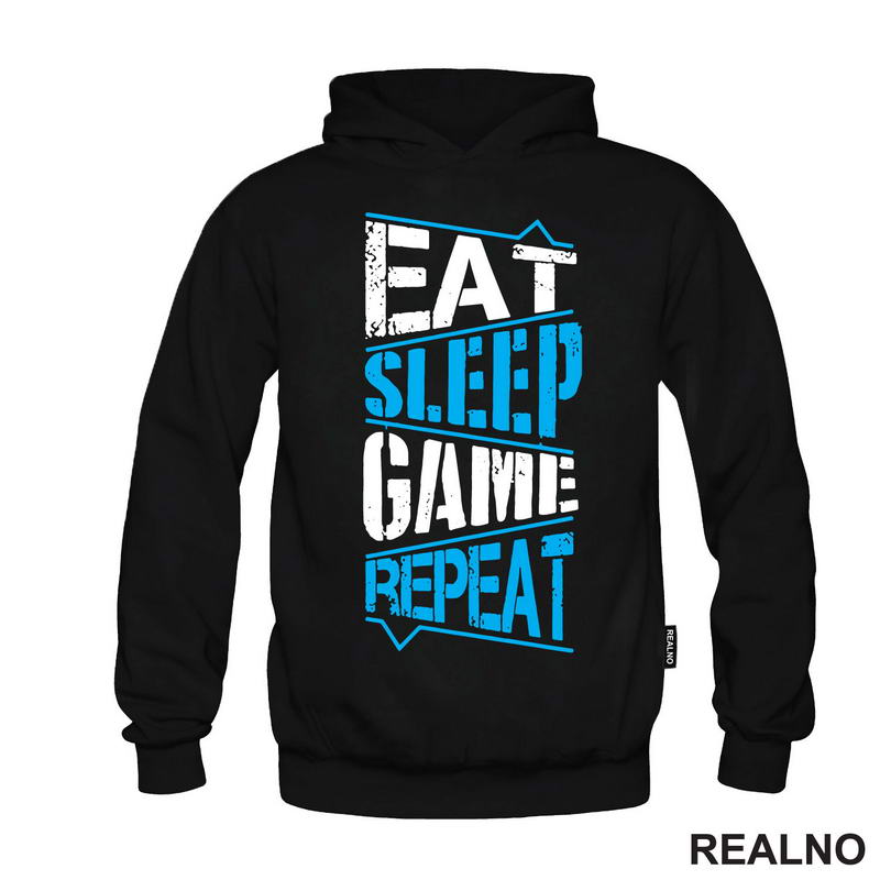 Eat, Sleep, Game, Repeat - Blue - Geek - Majica