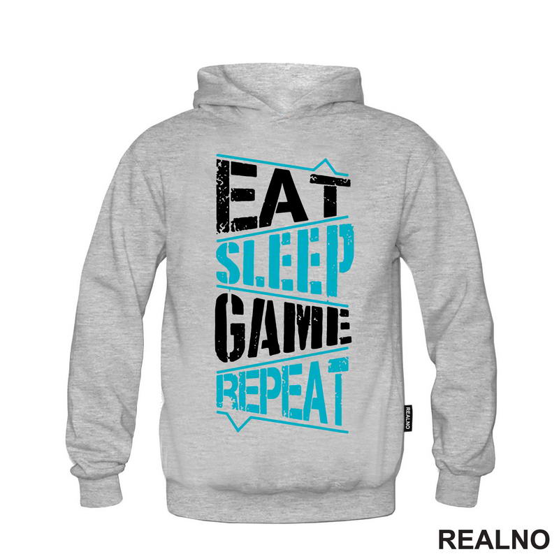 Eat, Sleep, Game, Repeat - Blue - Geek - Majica