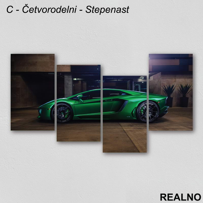 Zeleni sportski auto - Slika na platnu - Kanvas