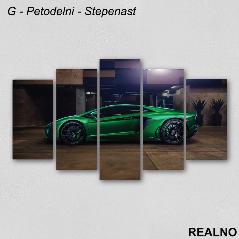 Zeleni sportski auto - Slika na platnu - Kanvas