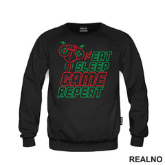 Eat, Sleep, Game, Repeat - Green And Red - Geek - Majica