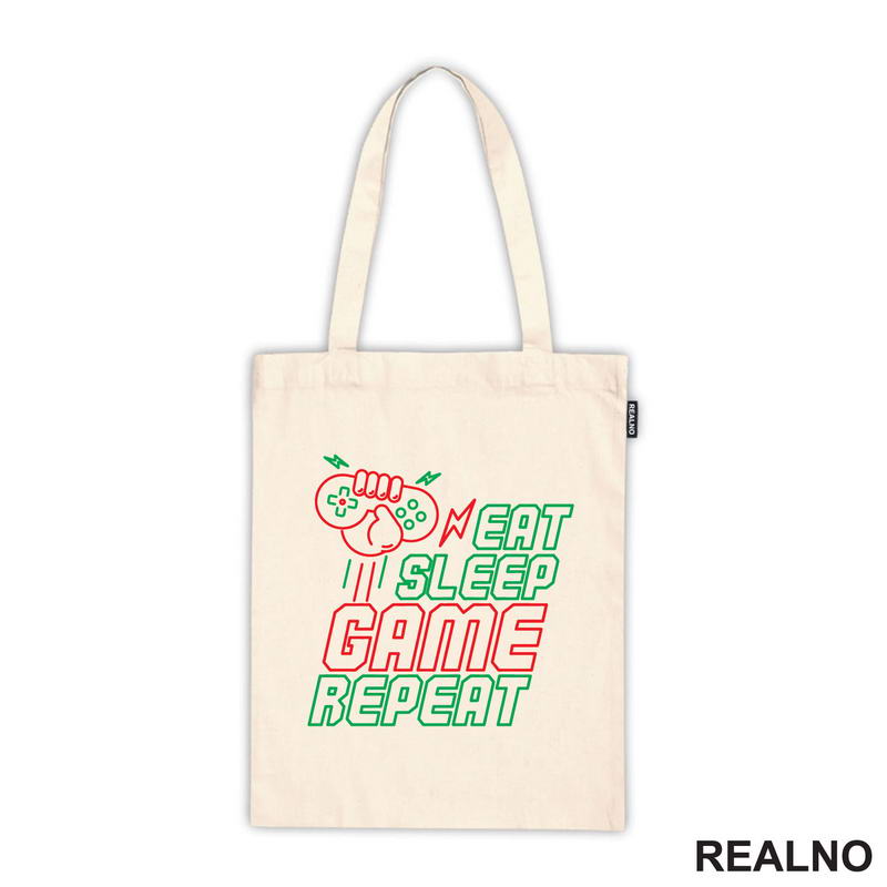 Eat, Sleep, Game, Repeat - Green And Red - Geek - Majica