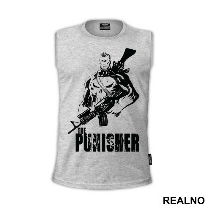 Man, Gun And Logo - Punisher - Majica