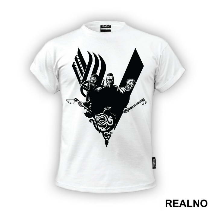 Ragnar, Floki And Rollo - Black Logo - Vikings