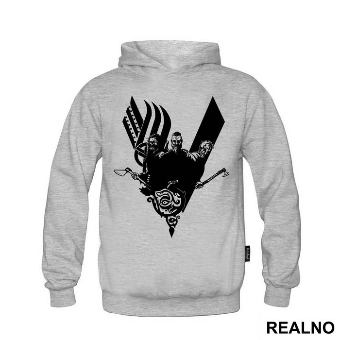 Ragnar, Floki And Rollo - Black Logo - Vikings
