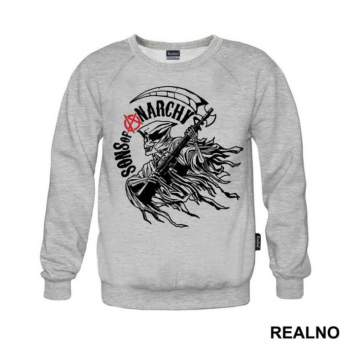 Red Logo And Grey Reaper - Sons Of Anarchy - SOA