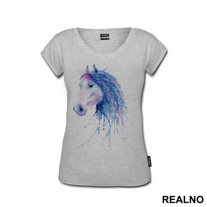 Blue Horse Watercolor Painting - Životinje