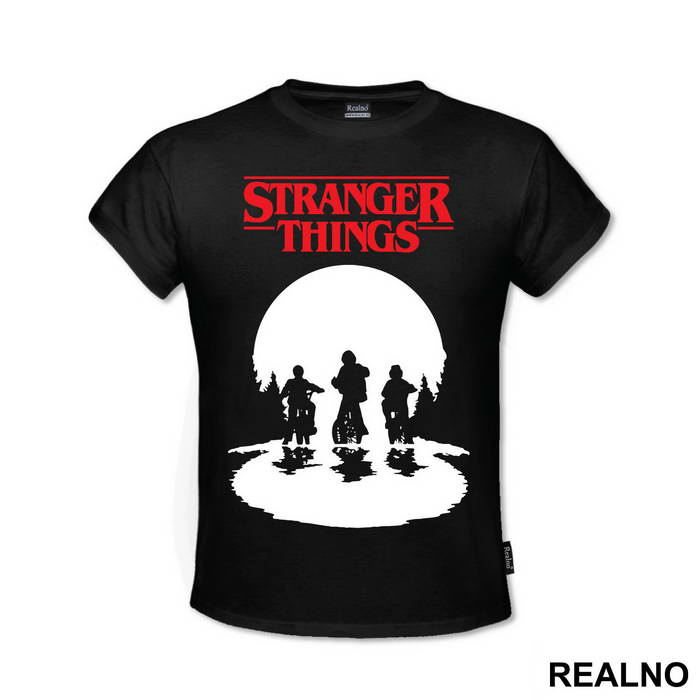 Mike, Dustin And Lucas - Red Logo - Stranger Things