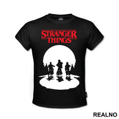 Mike, Dustin And Lucas - Red Logo - Stranger Things