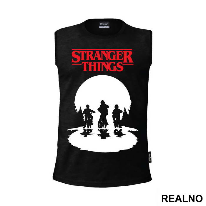 Mike, Dustin And Lucas - Red Logo - Stranger Things
