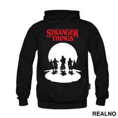 Mike, Dustin And Lucas - Red Logo - Stranger Things
