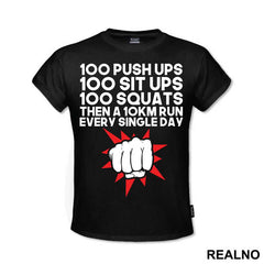 100 Push Ups 100 Sit Ups 100 Squats Then 10KM Run Every Single Day - One Punch Man - Majica