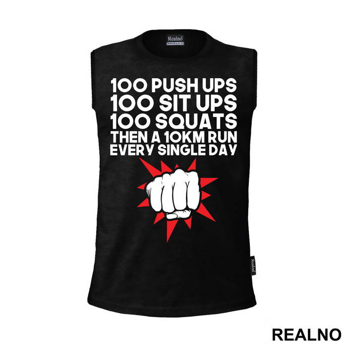 100 Push Ups 100 Sit Ups 100 Squats Then 10KM Run Every Single Day - One Punch Man - Majica