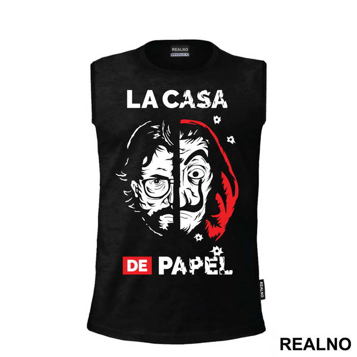 El Profesor - The Professor - Mask - Bullet Holes - La Casa de Papel - Money Heist - Majica