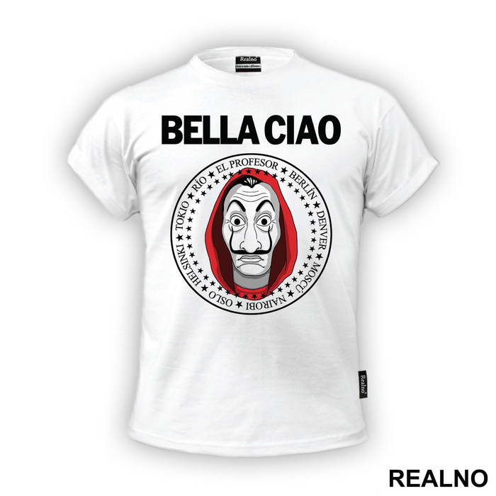 Bella Ciao - Ramones Circle Stars - La Casa de Papel - Money Heist - Majica