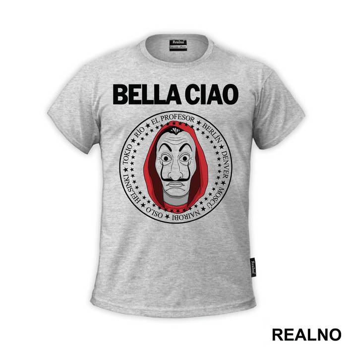 Bella Ciao - Ramones Circle Stars - La Casa de Papel - Money Heist - Majica