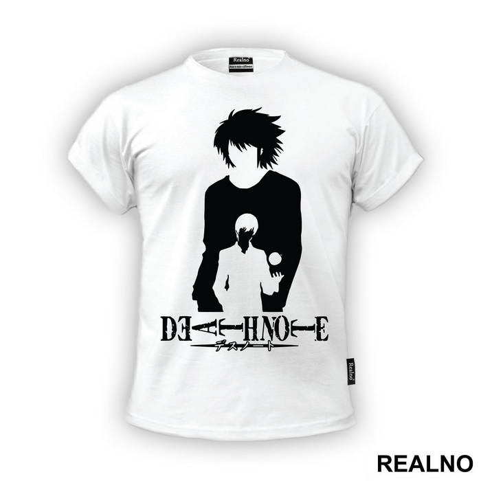 L and Light Siluet With an Apple - Death Note