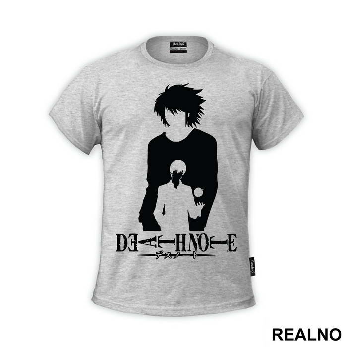 L and Light Siluet With an Apple - Death Note
