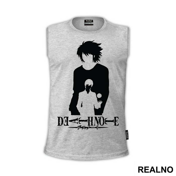 L and Light Siluet With an Apple - Death Note
