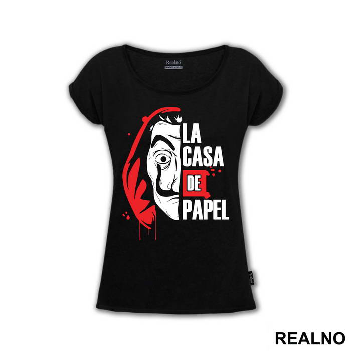 Half Mask Logo Text Splash - La Casa de Papel - Money Heist - Majica