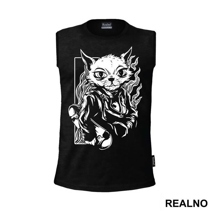 Cat With A Skate Board Art - Životinje