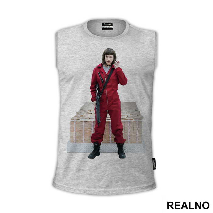 Tokyo In Front Of Pile Of Money - La Casa de Papel - Money Heist - Majica