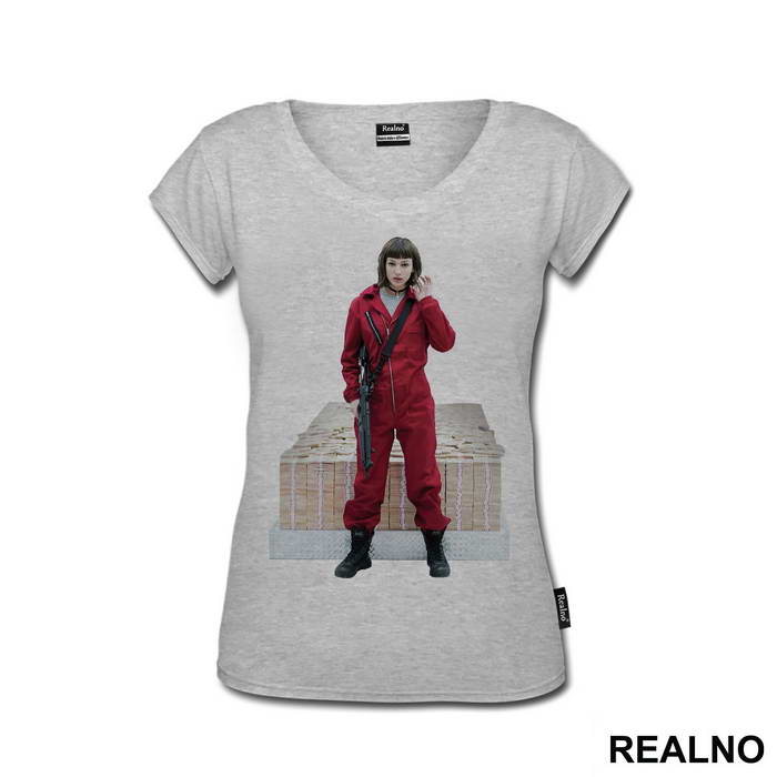 Tokyo In Front Of Pile Of Money - La Casa de Papel - Money Heist - Majica